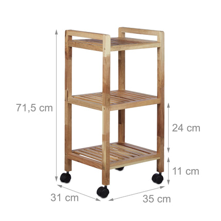 Bathroom shelf with wheels Wood