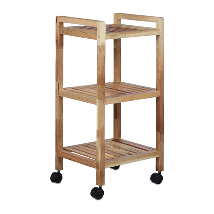 Bathroom shelf with wheels Wood
