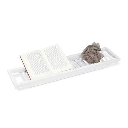 Bath shelf bamboo white lacquered