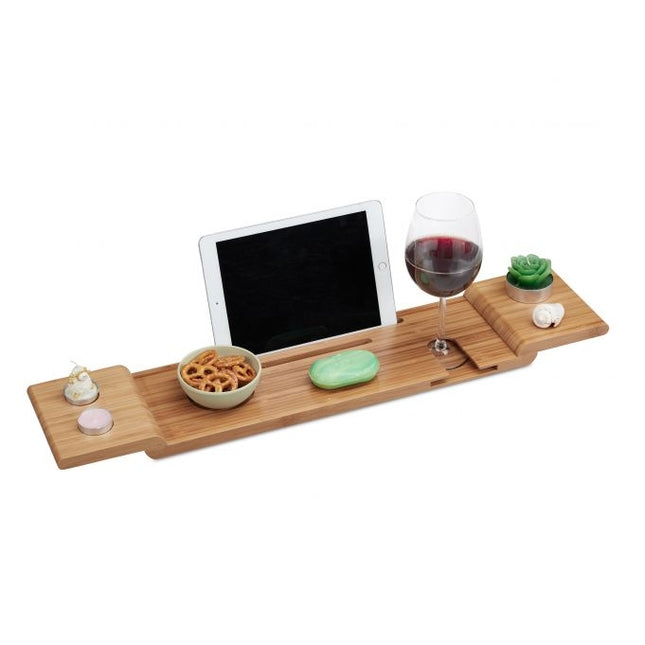 Bath shelf in bamboo with glass holder