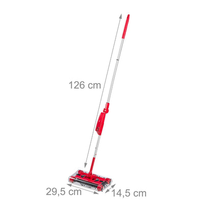 Battery-Operated Multi-Purpose Sweeper Broom, Red