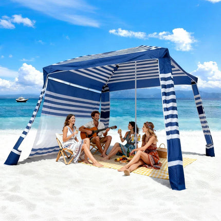 Beach Cabana Tent 8x8 Ft, Side Wall, UPF 50+ Shade