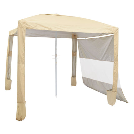 Beach Cabana Tent 8x8 Ft, UPF 50+, Side Wall, Sand Pockets
