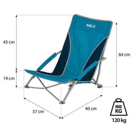 Beach Chair, Blue-Gray, Foldable, Lightweight