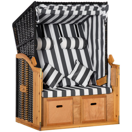 Double sun lounger, Pe Rattan, adjustable backrest