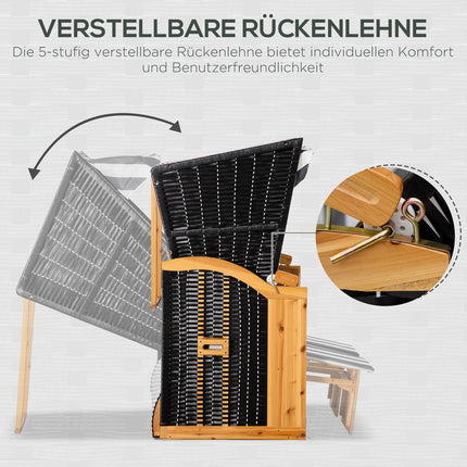 Double sun lounger, Pe Rattan, adjustable backrest