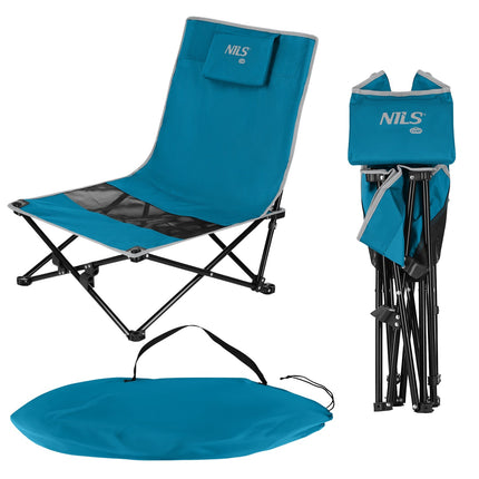 Beach Chair, Foldable, Blue/Grey, Portable