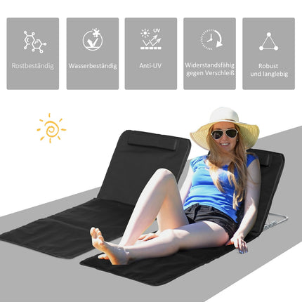 Folding beach mats, set of 2 - height-adjustable deckchairs