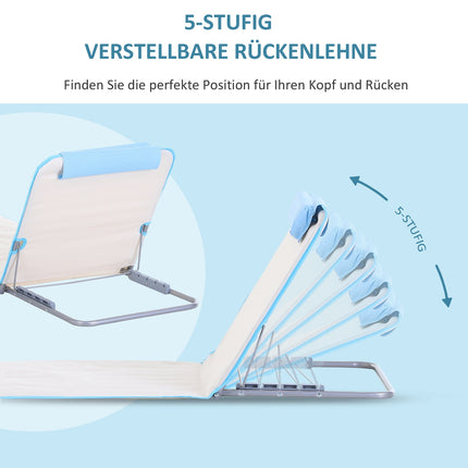 Adjustable beach mattress in steel, foldable beige, 134x48x33-43cm
