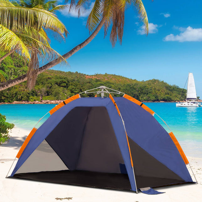Pop Up beach tent, mesh window, fiberglass, 2-3 people