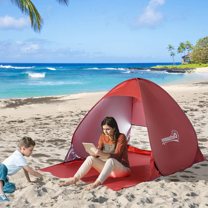 Quick assembly Pop-Up beach tent, red, 200x150x119cm