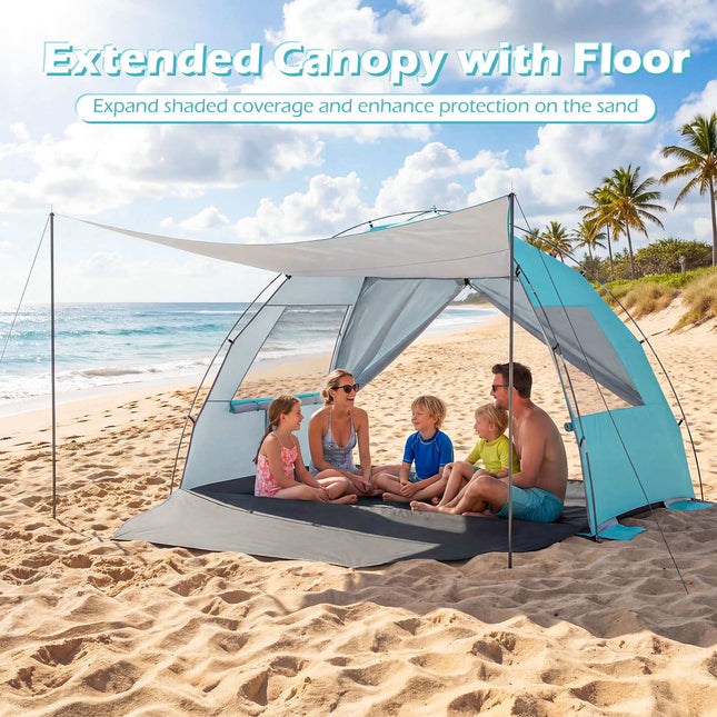 Beach Tent Sun Shelter, Pop-Up Canopy, UPF50+, 6-Person