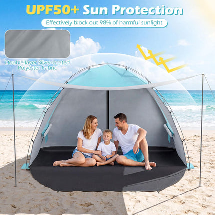 Beach Tent Sun Shelter, Pop-Up Canopy, UPF50+, 6-Person