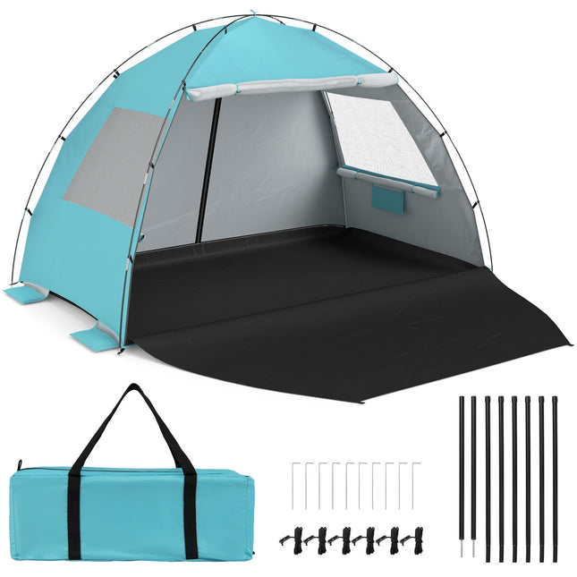 Beach Tent Sun Shelter, UPF50+, 3-4 Person, Extended Floor
