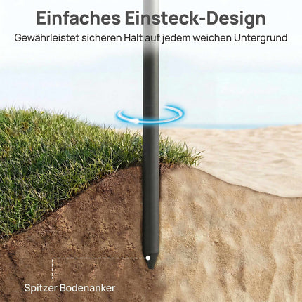 Beach Umbrella Ø150 cm, Adjustable Tilt, Sand Anchor, Beige