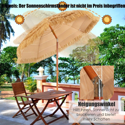 Beach Umbrella 175 cm, Adjustable Tilt, White/Beige