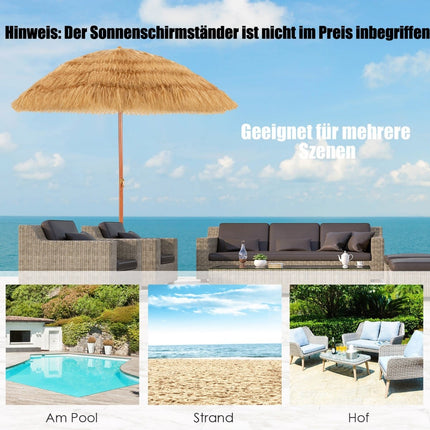 Beach Umbrella 175 cm, Adjustable Tilt, White/Beige