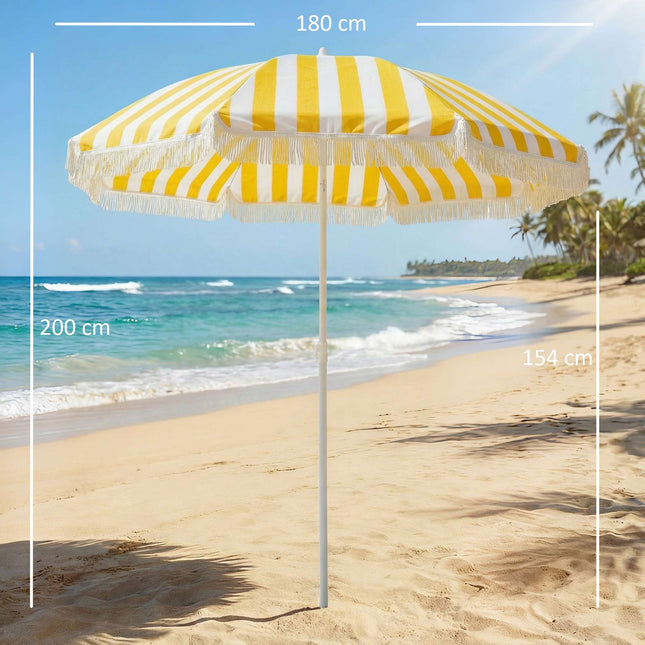 Beach Umbrella 180cm with Tilt, Sand Anchor, Carry Bag