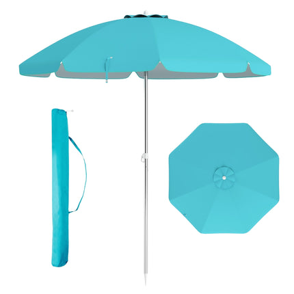 Parasol plażowy 198 cm, odchylany przyciskiem, torba na kotwicę piaskową