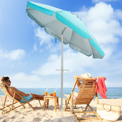 Parasol plażowy 198 cm, odchylany przyciskiem, torba na kotwicę piaskową