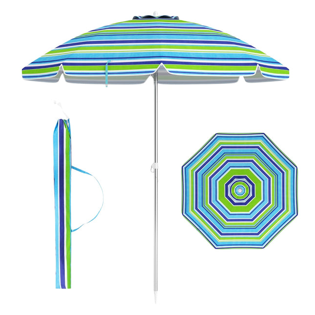 Beach Umbrella 198cm, Tilt, Sand Anchor, Carry Bag