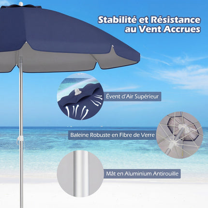 Beach Umbrella 198cm, Tilt, Sand Anchor, Carry Bag