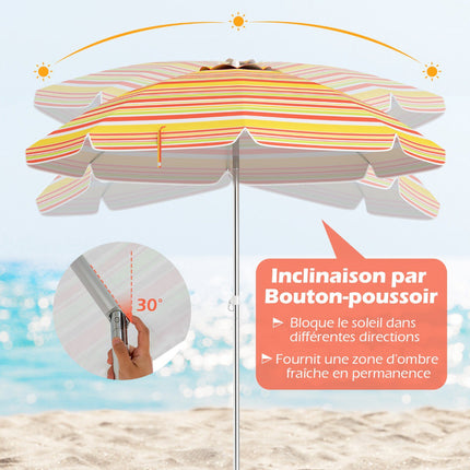 Beach Umbrella 198cm, Tilt, Sand Anchor, Carry Bag