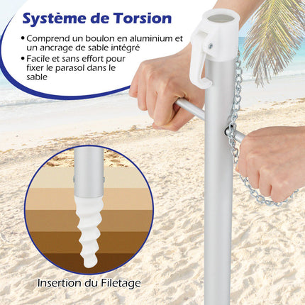 Beach Umbrella 198cm, Tilt, Sand Anchor, Carry Bag