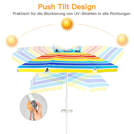 Beach Umbrella 2.2m UPF50+ Portable Sunshade
