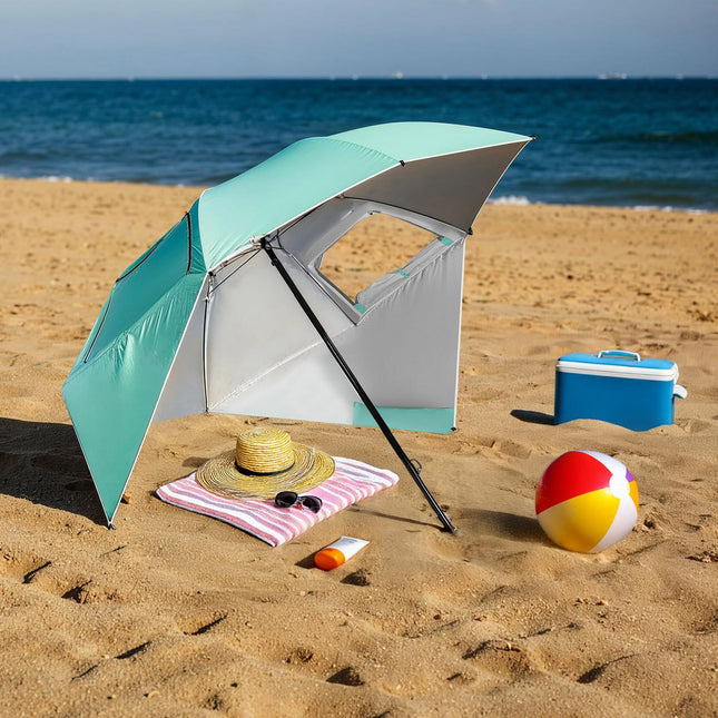 Beach Umbrella Windscreen 2-in-1 XXL 240 cm Green