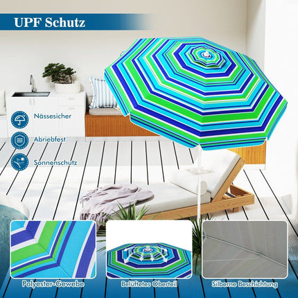 Beach Umbrella with Cup Holder, 200 cm, Tilt Feature