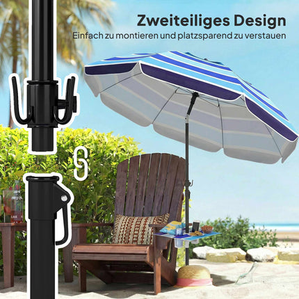 Beach Umbrella with Table, UV30+, Adjustable Tilt
