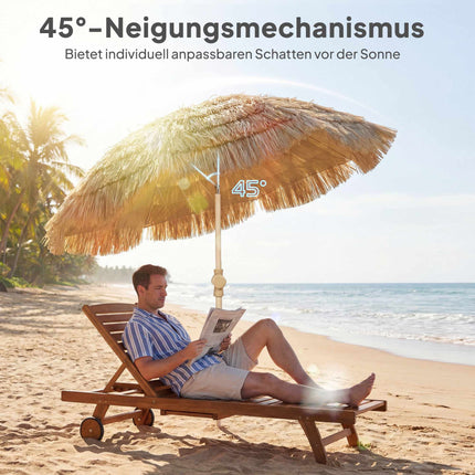 Beach Umbrella with Tiki Roof, Adjustable Height, 155 cm