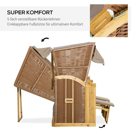 3-seat sun lounger with canopy, Polyrattan XXL, for garden