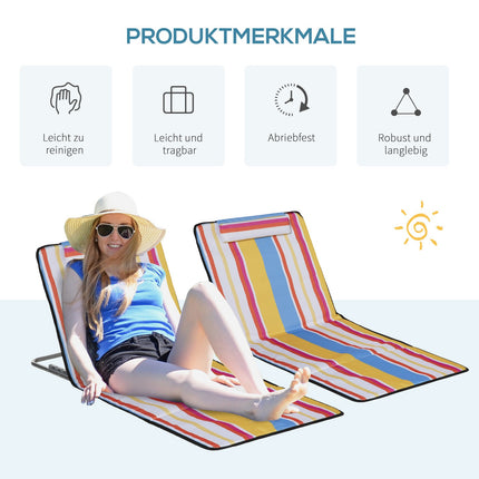Adjustable beach chair - foldable, with cushions