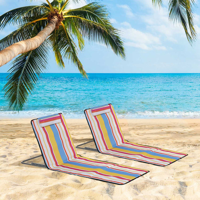 Adjustable beach chair - foldable, with cushions
