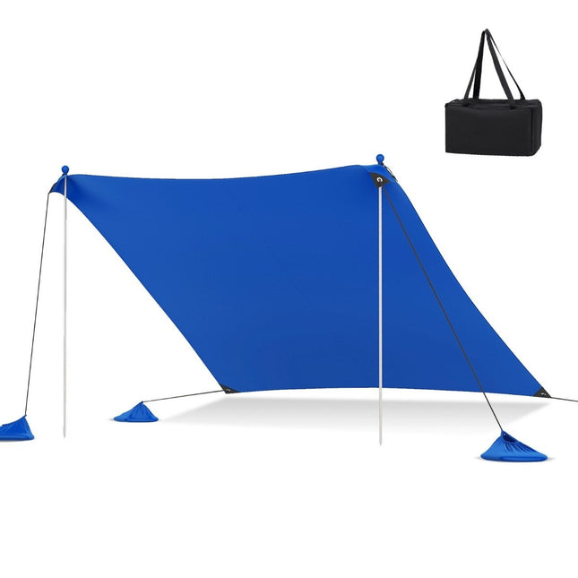 Beach tent 300 x 300 cm UPF 50+ sun tent with sand anchors, sandbags and 2 support poles, dark blue
