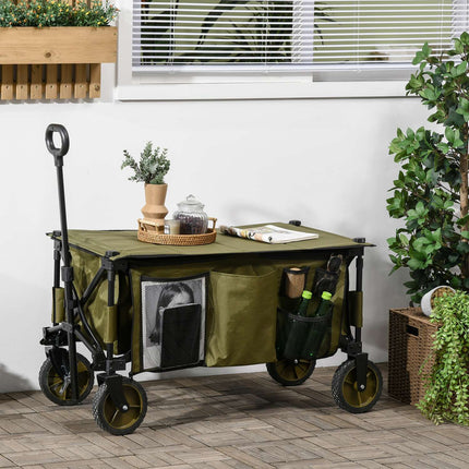 Folding beach cart - adjustable, 4 wheels, removable bags