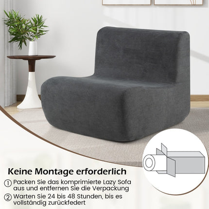 Bean Bag Chair with Soft Velvet & Ergonomic Support, Gray