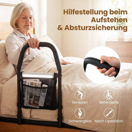 Bed Assist Rail with LED Light and Storage Pocket