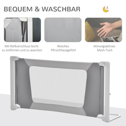 Children's bed rail, adjustable, L-shaped legs, gray