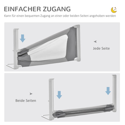 Children's bed rail, adjustable, L-shaped legs, gray