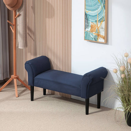 Blue upholstered bed bench, 130 kg Capacity, 102 x 36 x 51 cm