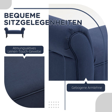 Blue upholstered bed bench, 130 kg Capacity, 102 x 36 x 51 cm