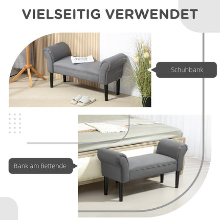 Dark gray upholstered hall bench, 130 kg load, 102x36x51 cm