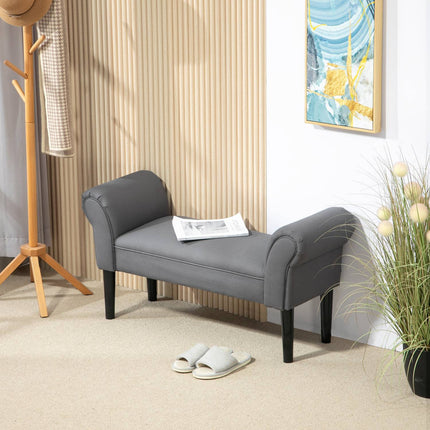 Dark gray upholstered hall bench, 130 kg load, 102x36x51 cm