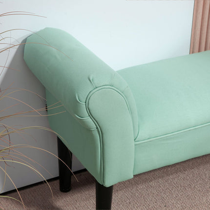 Green upholstered hall bench, 130 kg capacity, 102x36x51 cm