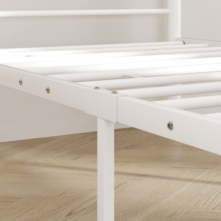 Steel bed frame for 200x90cm Mattress, White, 88cm high