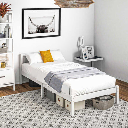 Single bed frame in wood with slats, White, 208x96 cm
