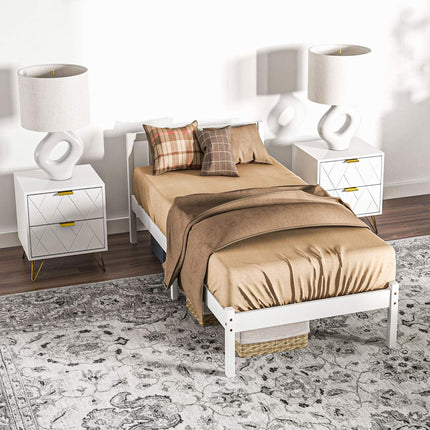 Single bed frame in wood with slats, White, 208x96 cm